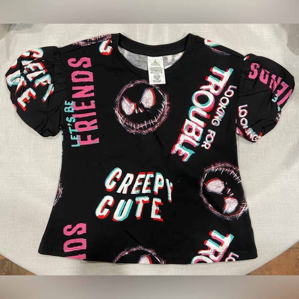 Disney “The Nightmare Before Christmas” Girls Puff Sleeves Top. Size M